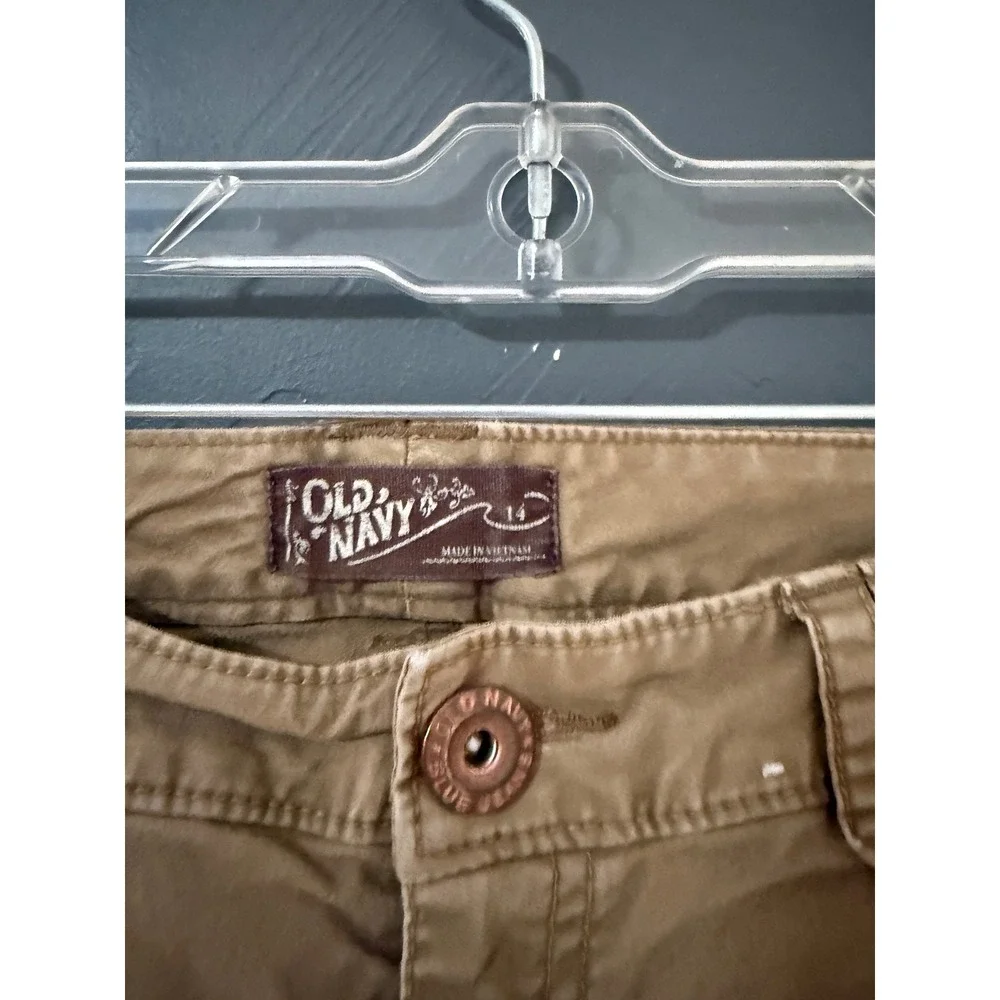 Old Navy Y2k Vintage Girls Khaki Capri Pants Size 14 Tan Cropped‎ Chino Trousers